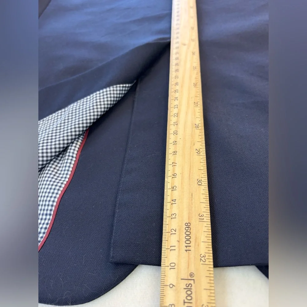 STAFFORD Hopsack Navy Blazer Gold Button Blue Gingham Preppy Wool Business 44L‎